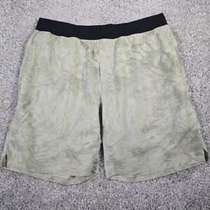 Fabletics Mens Tie Dye Athletic Shorts 2XL Green Black‎ Liner Activewear